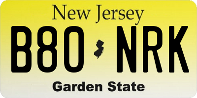 NJ license plate B80NRK