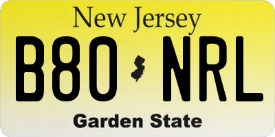 NJ license plate B80NRL