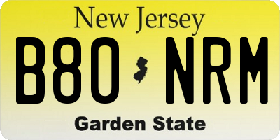 NJ license plate B80NRM