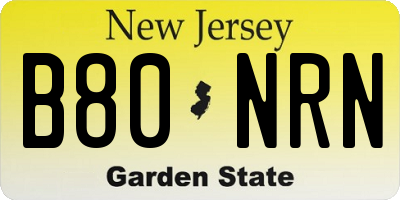NJ license plate B80NRN