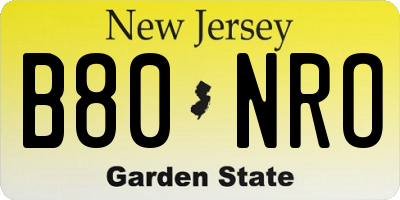 NJ license plate B80NRO