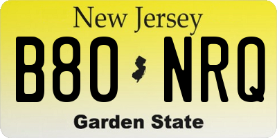 NJ license plate B80NRQ