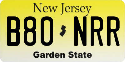 NJ license plate B80NRR