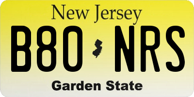 NJ license plate B80NRS