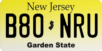 NJ license plate B80NRU