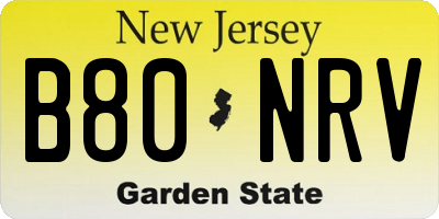 NJ license plate B80NRV