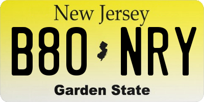 NJ license plate B80NRY