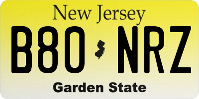 NJ license plate B80NRZ