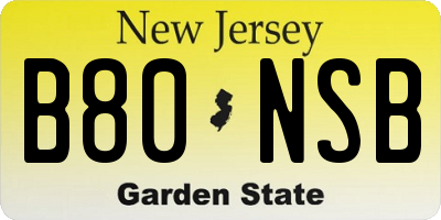 NJ license plate B80NSB
