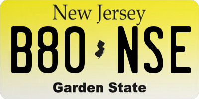NJ license plate B80NSE