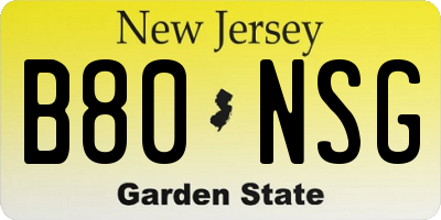 NJ license plate B80NSG