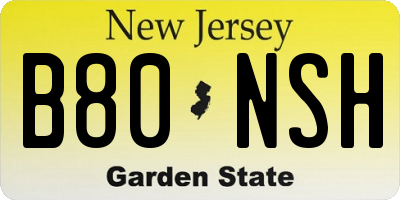 NJ license plate B80NSH