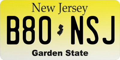 NJ license plate B80NSJ