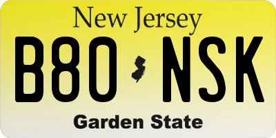 NJ license plate B80NSK