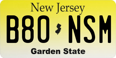 NJ license plate B80NSM
