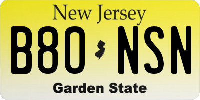 NJ license plate B80NSN