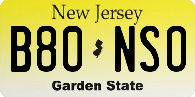 NJ license plate B80NSO