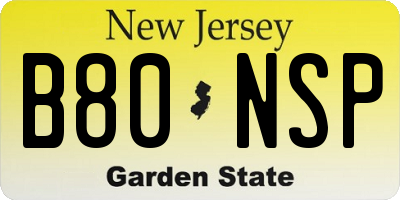 NJ license plate B80NSP