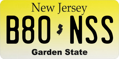 NJ license plate B80NSS