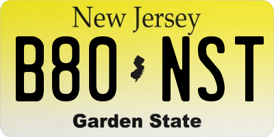 NJ license plate B80NST