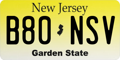 NJ license plate B80NSV