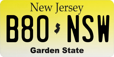 NJ license plate B80NSW