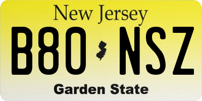 NJ license plate B80NSZ