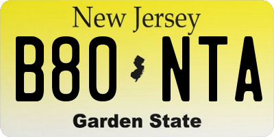 NJ license plate B80NTA