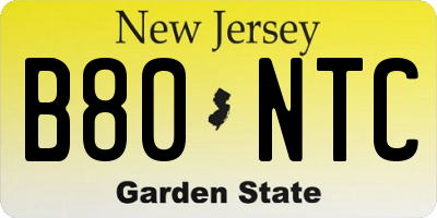 NJ license plate B80NTC