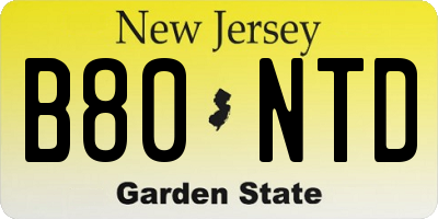 NJ license plate B80NTD