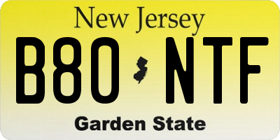 NJ license plate B80NTF