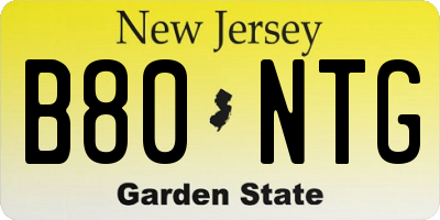 NJ license plate B80NTG