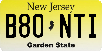 NJ license plate B80NTI