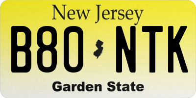 NJ license plate B80NTK