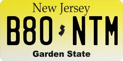 NJ license plate B80NTM