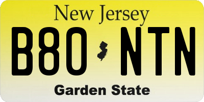 NJ license plate B80NTN
