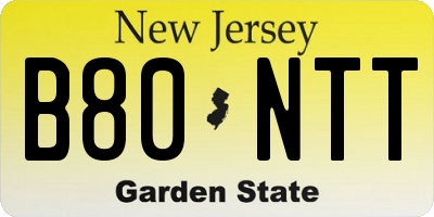 NJ license plate B80NTT