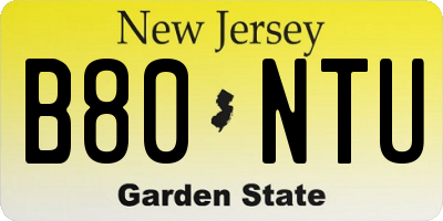 NJ license plate B80NTU