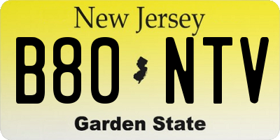 NJ license plate B80NTV