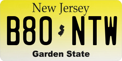 NJ license plate B80NTW
