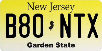 NJ license plate B80NTX