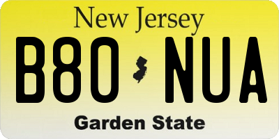 NJ license plate B80NUA