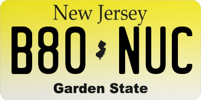 NJ license plate B80NUC