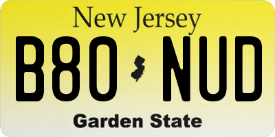 NJ license plate B80NUD