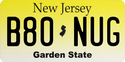 NJ license plate B80NUG