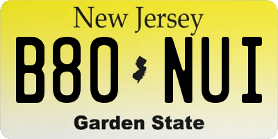 NJ license plate B80NUI