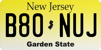 NJ license plate B80NUJ