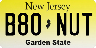NJ license plate B80NUT