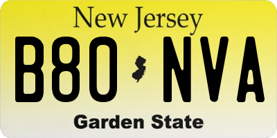 NJ license plate B80NVA