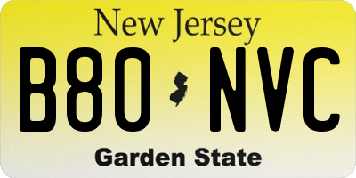NJ license plate B80NVC